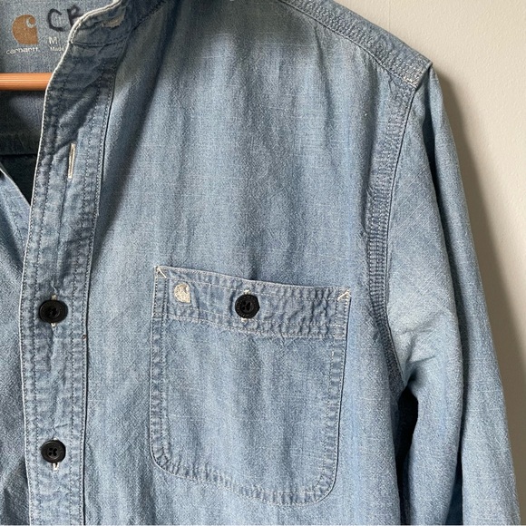 Carhartt Men's Light Blue Denim Button-Up Shirt Size Medium - Picture 8 of 11